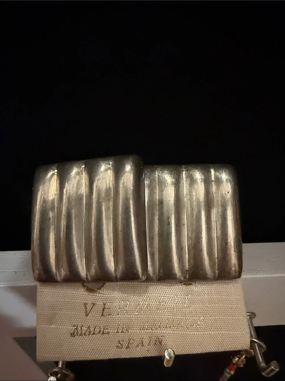 Vintage Silver-Tone Ribbed Clip on earrings